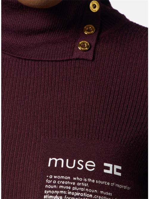 TURTLENECK WITH LETTERING DETAIL ELISABETTA FRANCHI | MK43B57E2EA4 Merlot